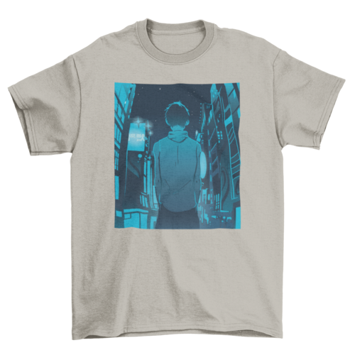 Anime boy city walk t-shirt