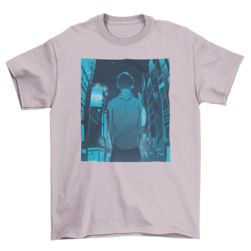 Anime boy city walk t-shirt
