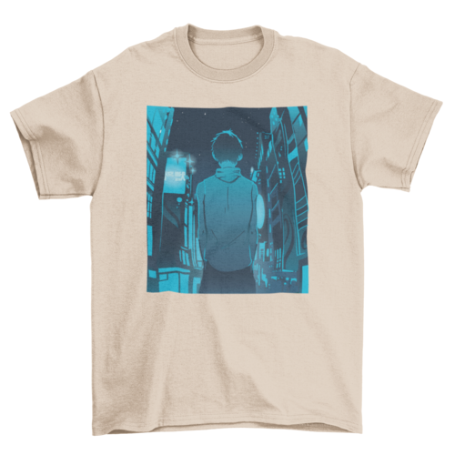 Anime boy city walk t-shirt