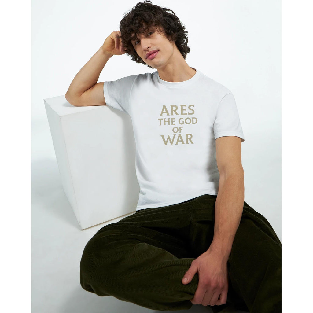 Ares Greek God, Minimalist T-Shirt - Realistic Battle Scars Design - Perfect Gift for Mythology Enthusiasts,