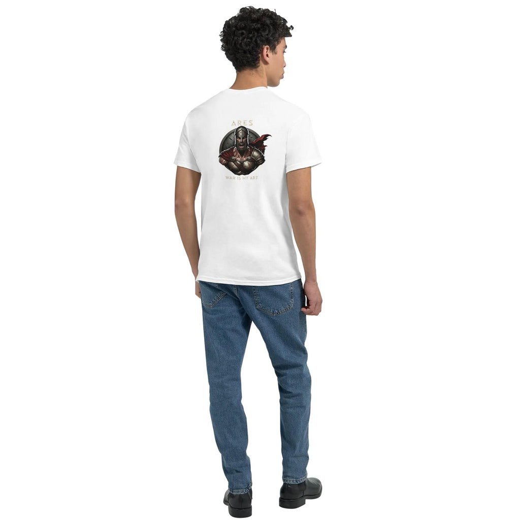Ares Greek God, Minimalist T-Shirt - Realistic Battle Scars Design - Perfect Gift for Mythology Enthusiasts,