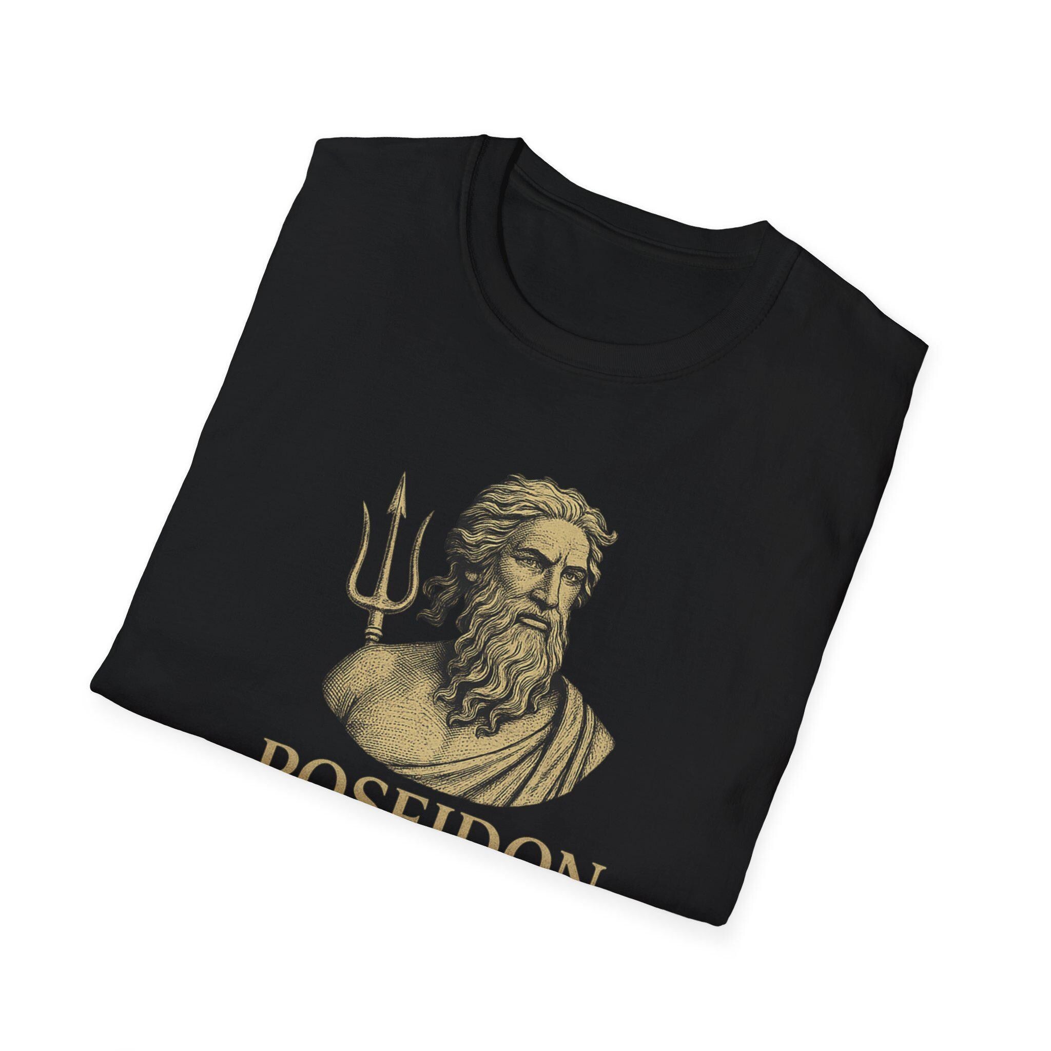 Greek God Poseidon Unisex Tee Shirt, Mythology Beach Ocean Top, Neptune Men Women Tshirt, Mythical Sea King Camiseta, Sea Deity Shirt, Greek