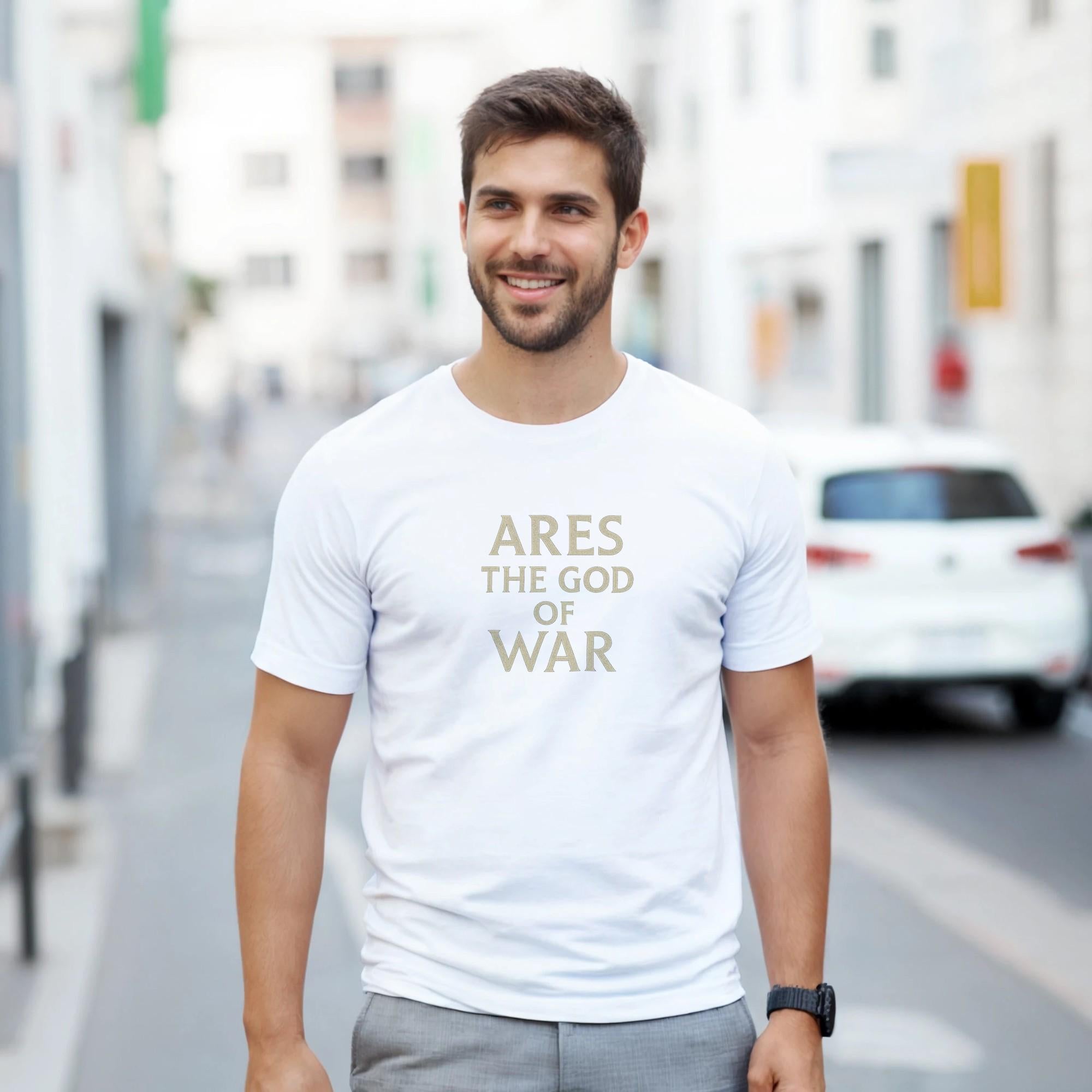 Ares Greek God, Minimalist T-Shirt - Realistic Battle Scars Design - Perfect Gift for Mythology Enthusiasts,