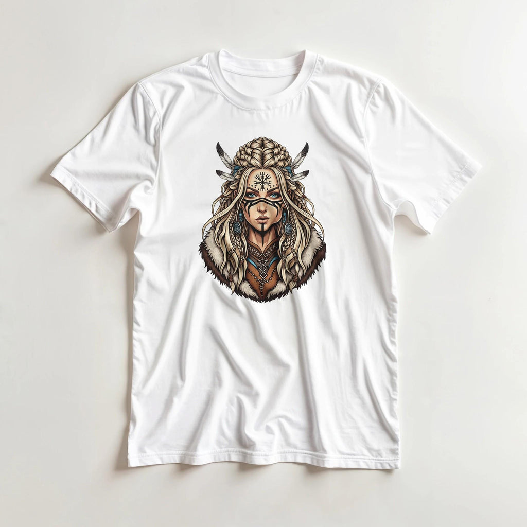 Minimalist Shaman Girl T-Shirt - Handmade Cotton Tee - Casual Wear & Unique Design