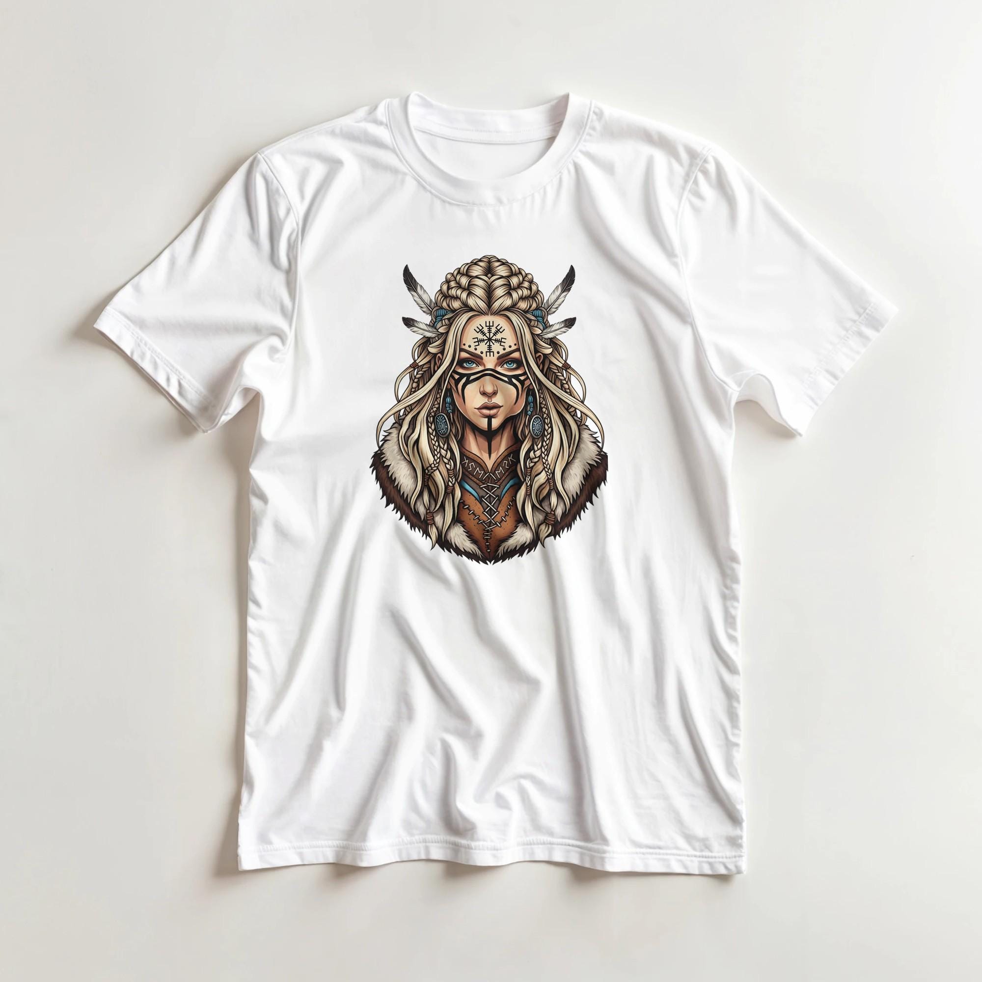 Minimalist Shaman Girl T-Shirt - Handmade Cotton Tee - Casual Wear & Unique Design
